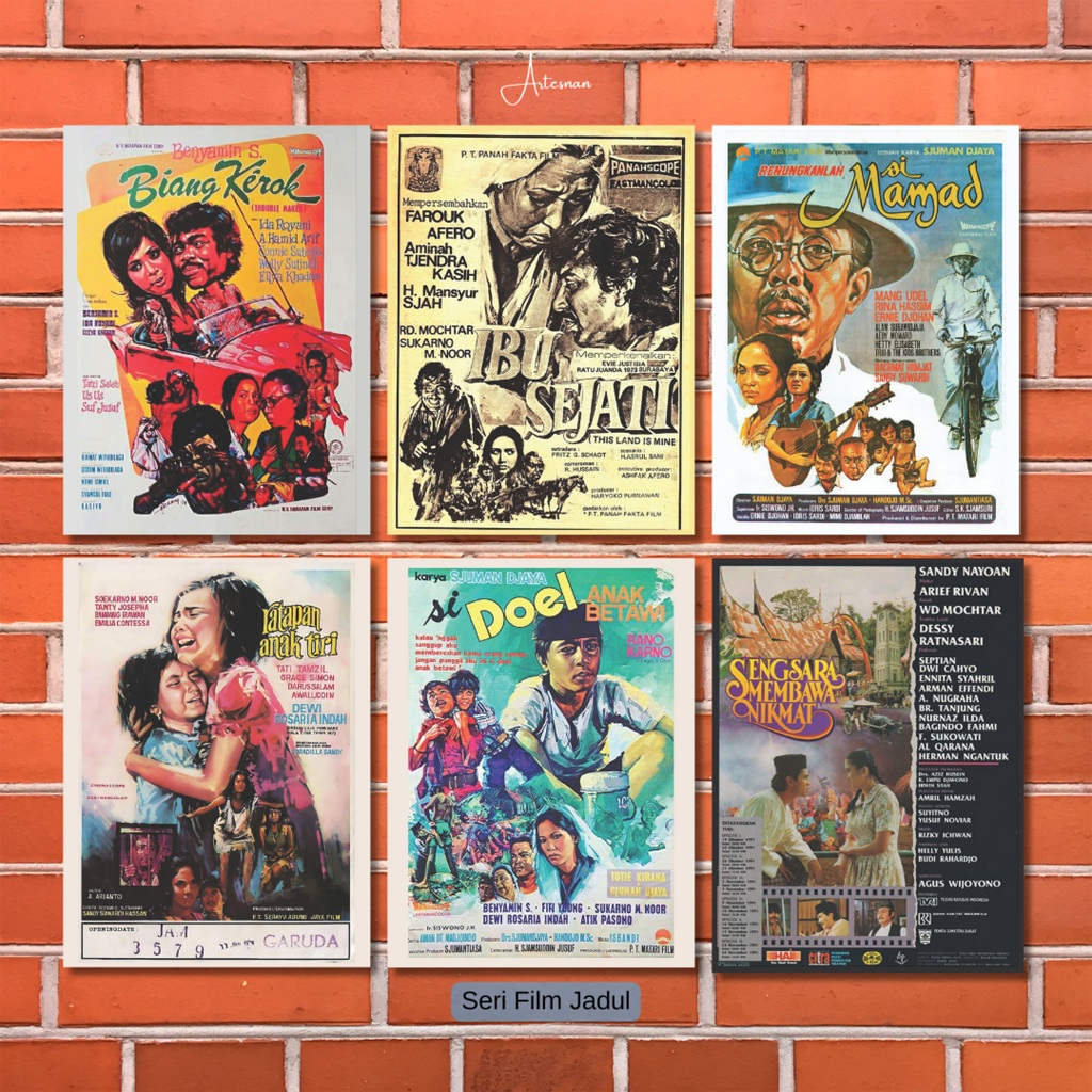 Poster Hiasan Dinding MDF Seri Poster Vintage Film Jadul Indonesia 2 Hiasan dinding dekorasi pajanga