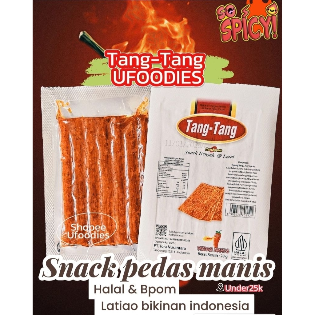

SPICY SNACK TANG TANG Gurih Rasa Pedas Manis HOT Spicy SUPER ENAK BPOM HALAL MUI