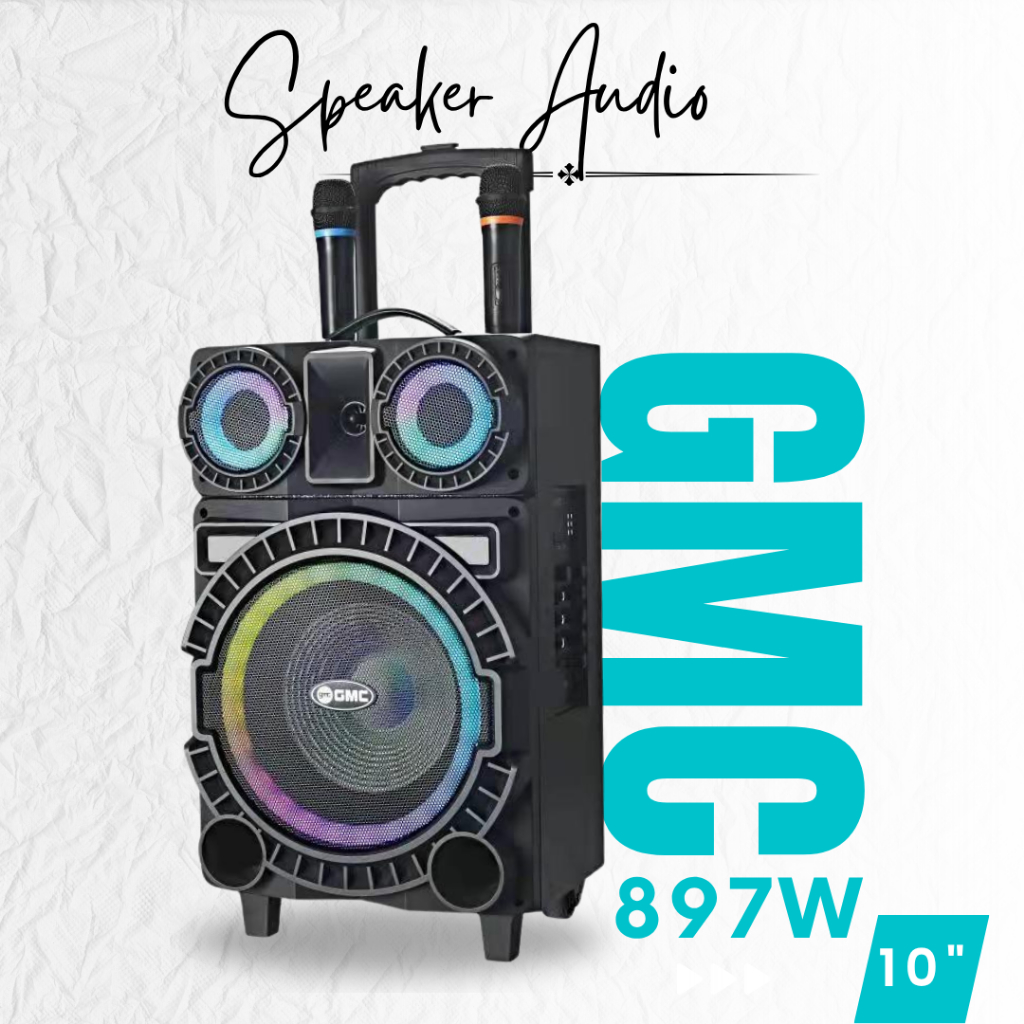 Speaker Trolley Portable Bluetooth Multimedia GMC 897W 10in Speaker GMC 897W
