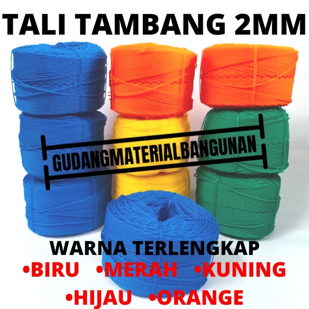 

[TERLENGKAP] Tali tambang 2mm / tambang PE 2 mm cap / tali tampar 2mm cap roda ikan +/- 150 METER