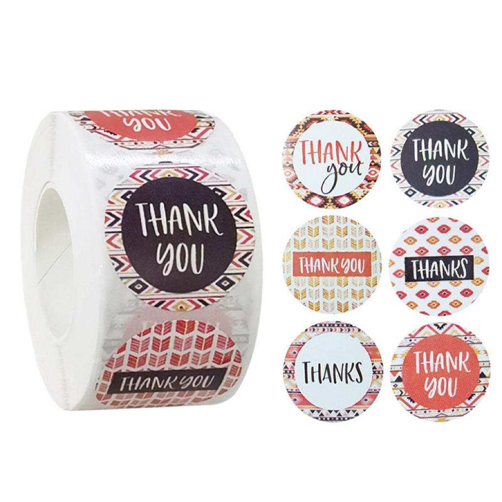 

500 PCS Sticker gulung Tulisan THANK YOU Sticker Roll Terima Kasih