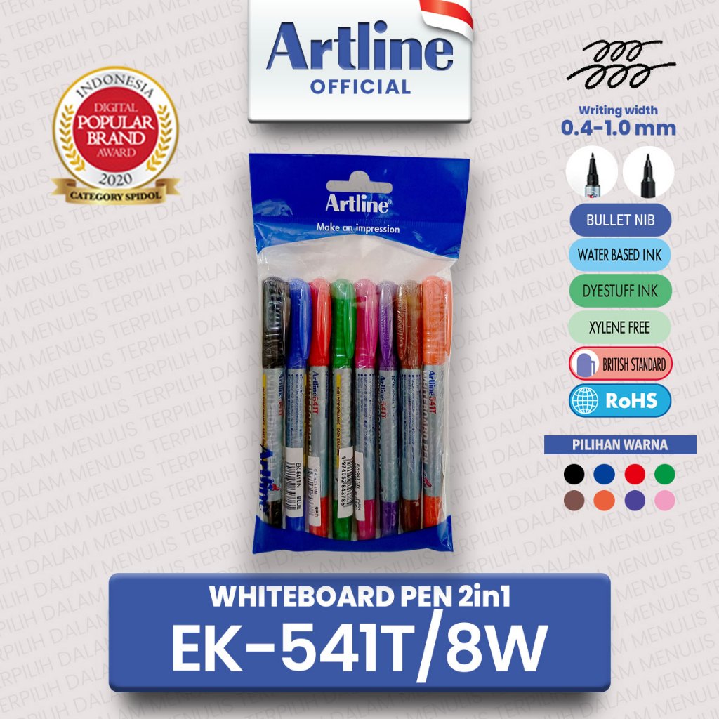 

(LIVE) PROMO Paket ARTLINE Spidol Whiteboard Marker EK-541T Set 8 warna