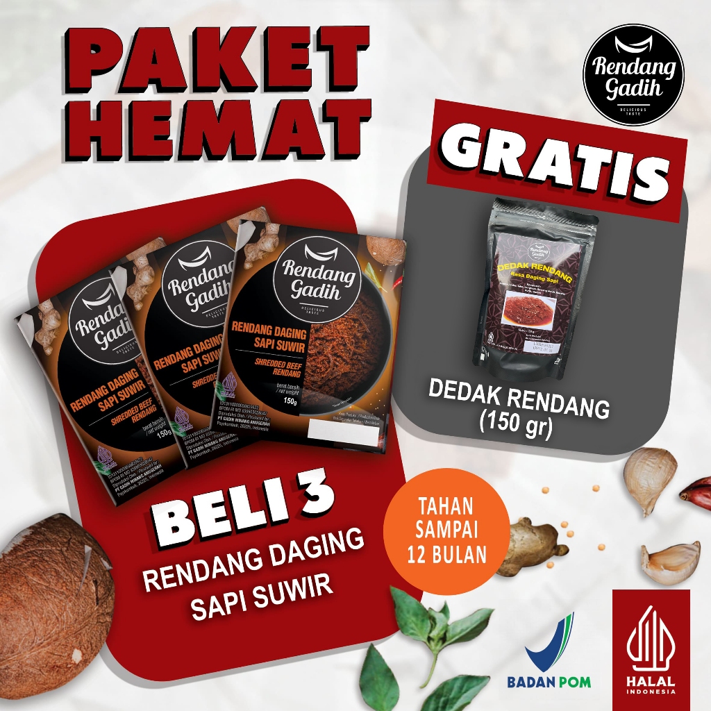 

Rendang Gadih - Paket 3 pcs Rendang Sapi Suwir @ 150 g