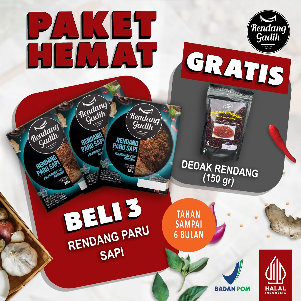 

Rendang Gadih - Paket 3 pcs Paru Sapi @ 250 g