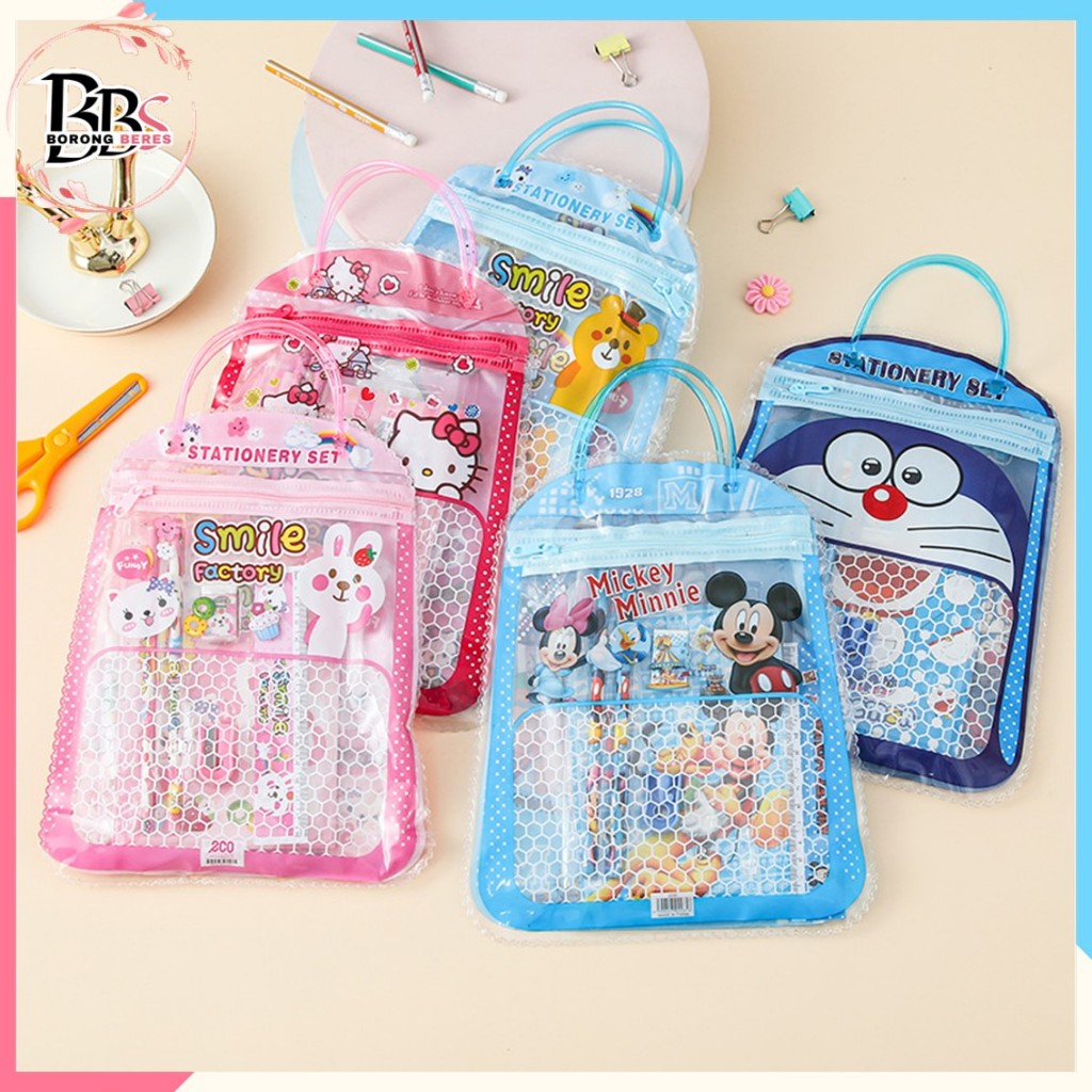 

BORES Stationery Set 6 in 1 Free Bag Alat Tulis Anak Sekolah Buku Pulpen Penghapus Pengaris