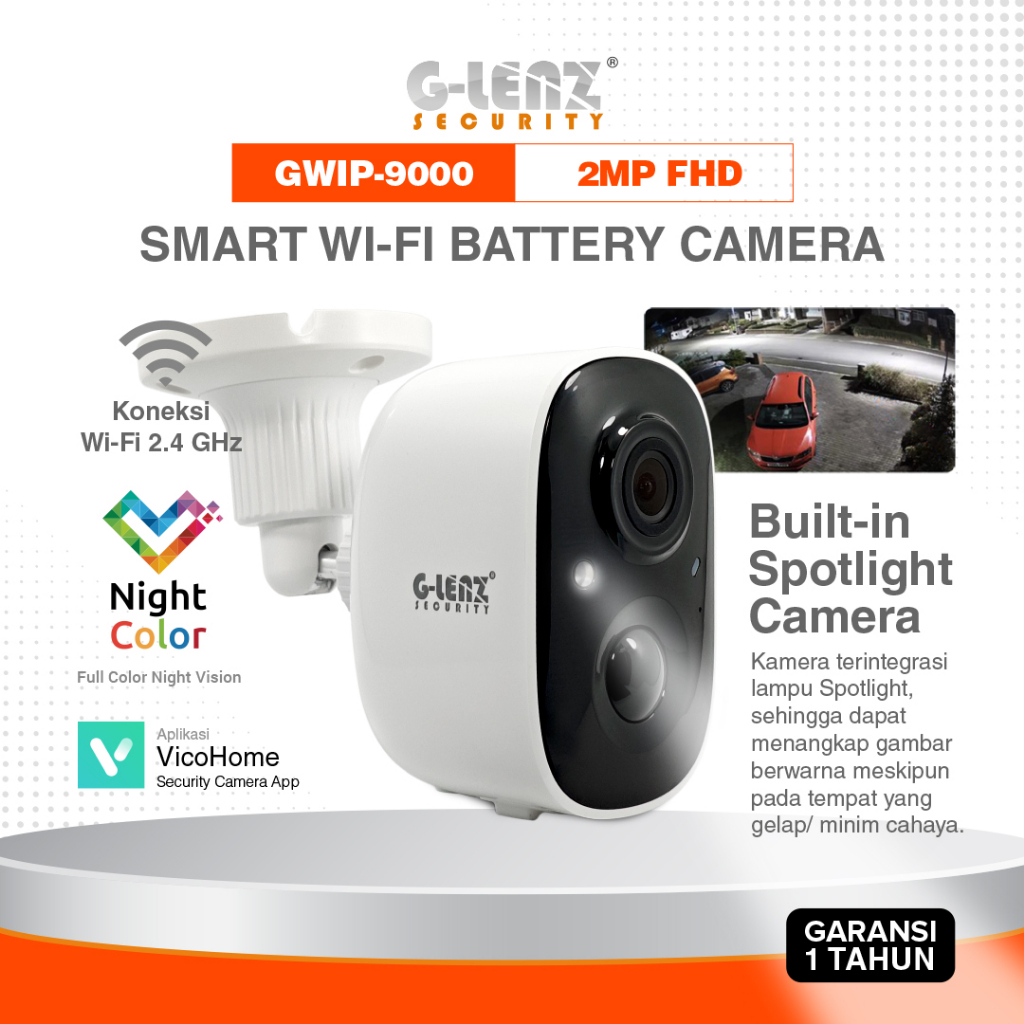 GLENZ CCTV BATTERE WIFI 2MP - SMART CCTV AUDIO - GWIP 9000