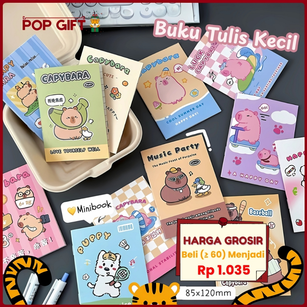 

PG Buku Tulis Catatan Kecil Notebook Mini Kapibara Buku Tulis Memo Kecil Mini Motif Karakter MB27