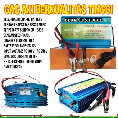 CHARGER AKI 12V 30 AMPER SUNPRO SU-1230B 30Amps BATERY CHARGER AKI ALAT CASAN AKI MOBIL ORIGINAL 30A