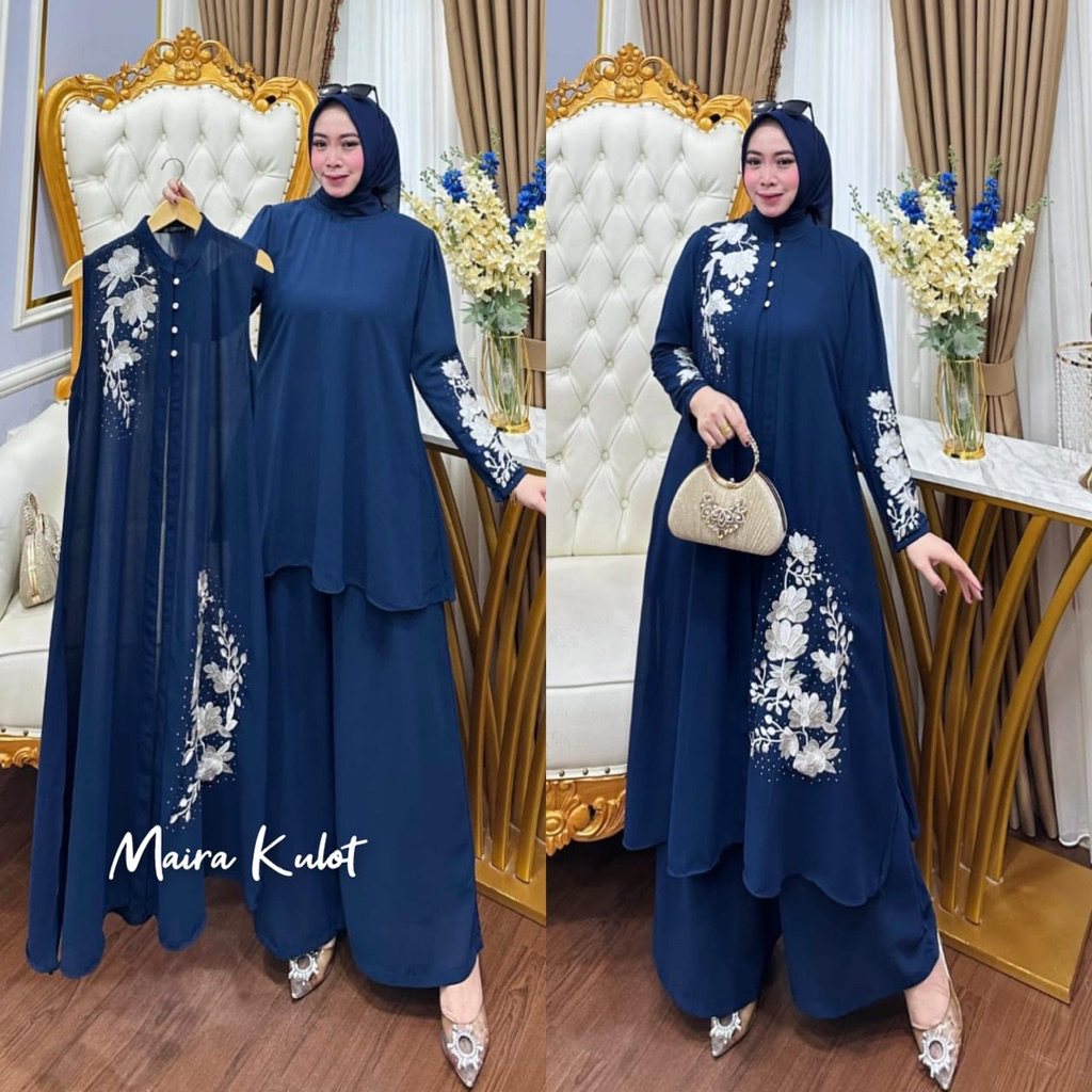 Maira Kulot ( Set Outer 3in1 ) / Set Celana Kulot mix Outer Bordir / COD