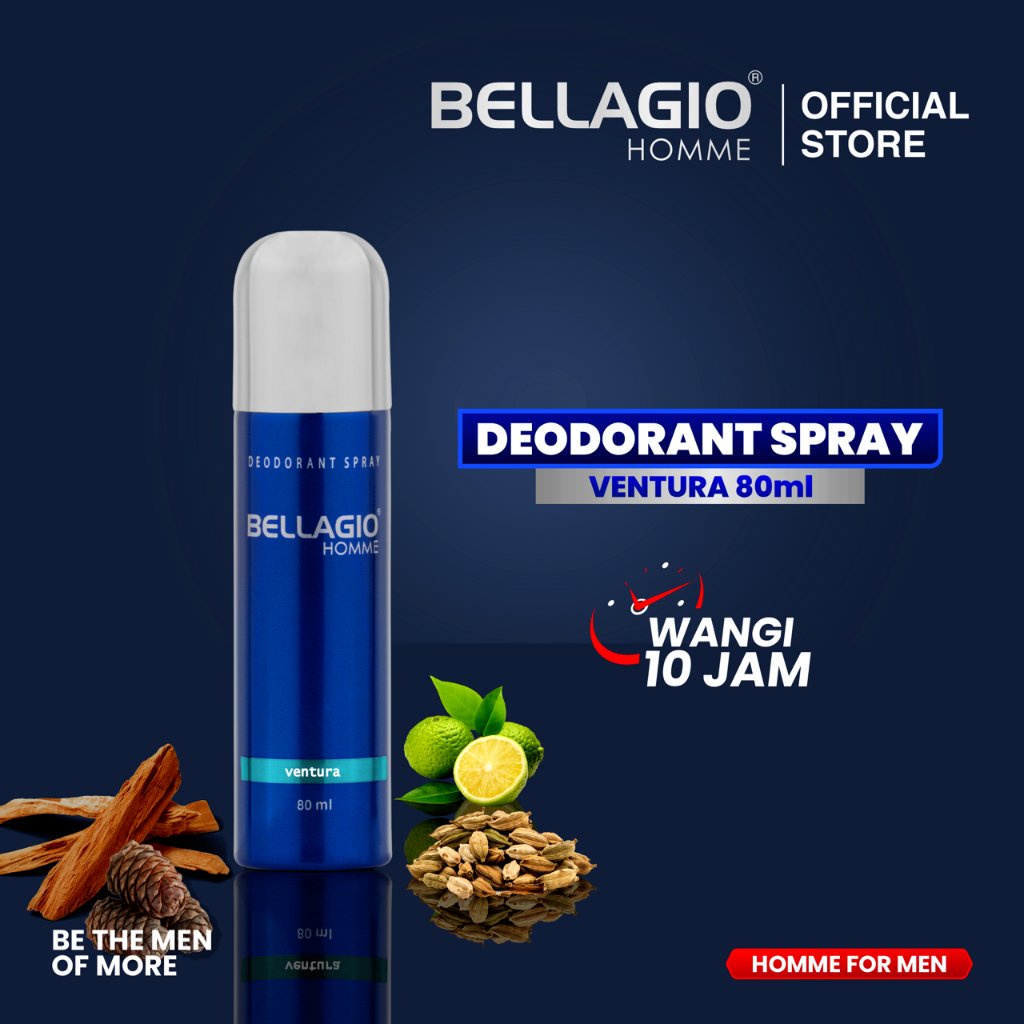 Bellagio Homme Deodorant Spray Bold (Black) 80ml