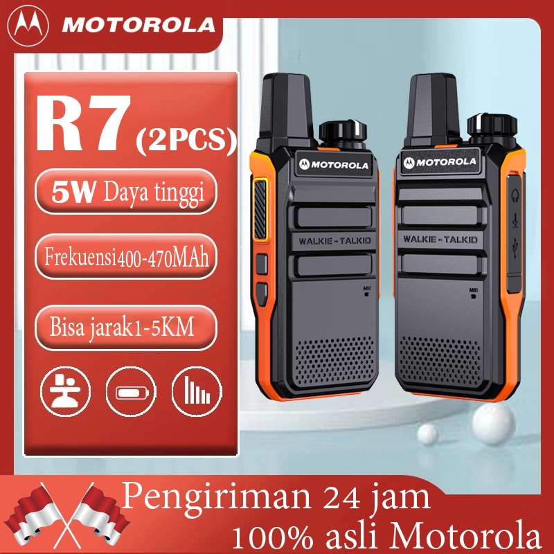 MOTOROLA R7 Walkie Talkie mini 5W VOX Portabel Radio 9800MAH Baterai Handy Talky Walky Jarak Jauh / 