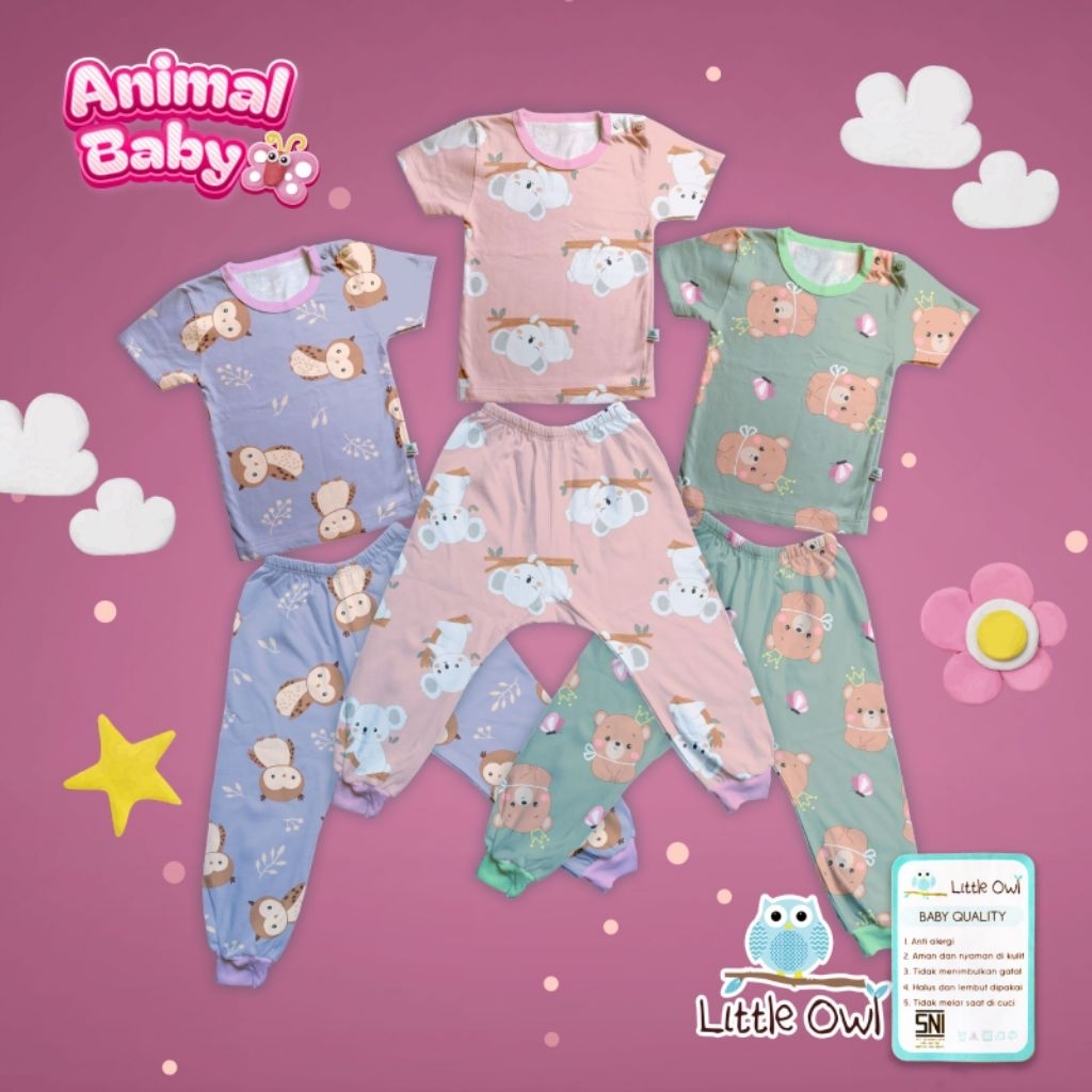 LITTLE OWL - SETELAN PENDEK CELANA PANJANG LITTLE OWL - SETELAN BAJU ANAK LITTLE OWL - SET BAJU BAYI