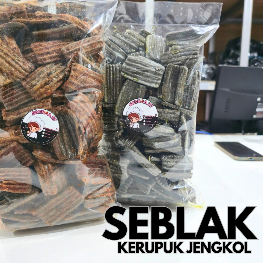 

kerupuk seblak jengkol viral original pedas daun jeruk gurih mantap