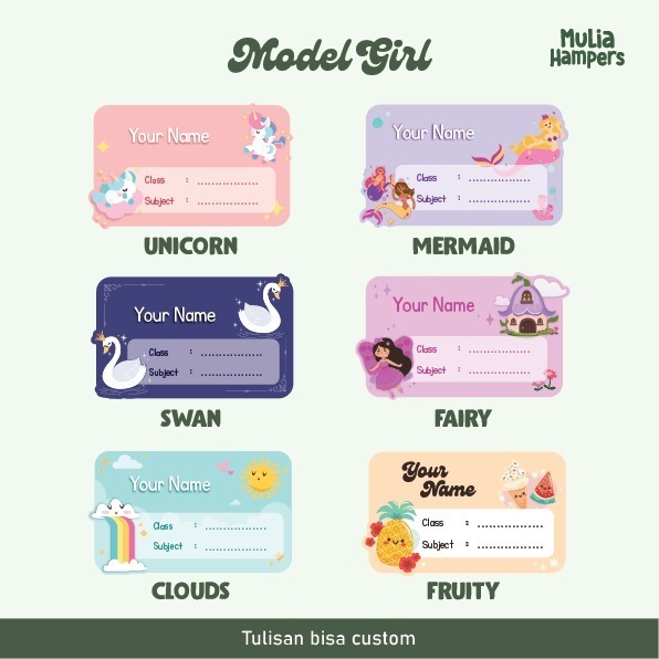 

Sticker Label Buku Tulis Pelajaran Anak Sekolah Tema Karakter Girl Lucu Custom Nama
