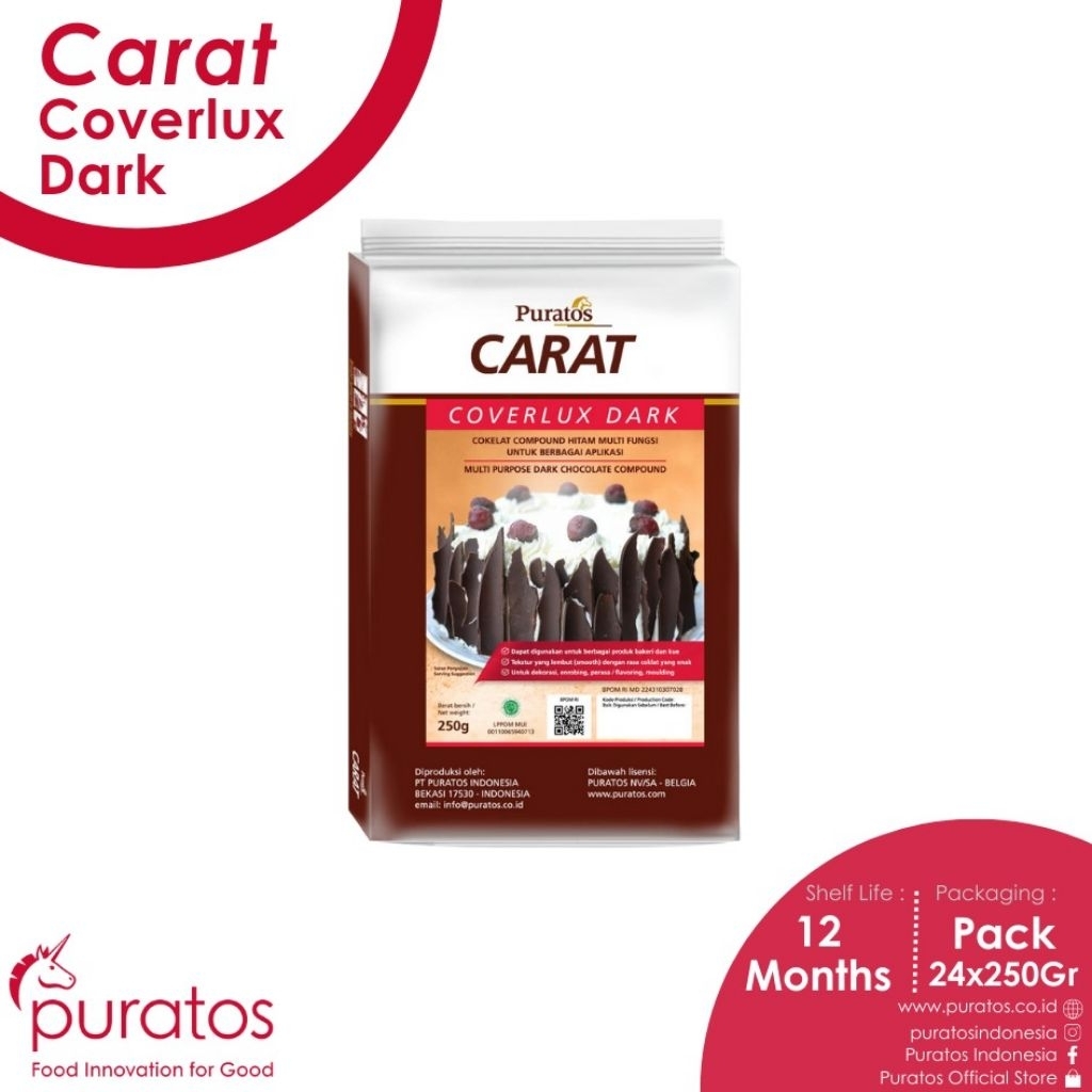 

Puratos Carat Coverlux Dark 250 g/ Chocolate Compound / Cokelat Batang