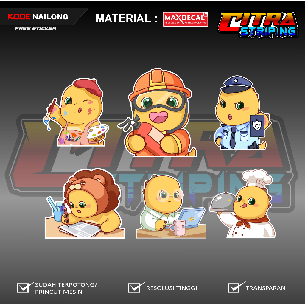 

Sticker NAILONG Stiker Sudah Printcut Siap Tempel TAHAN AIR ISI 6 PREMIUM KODE NAILONG