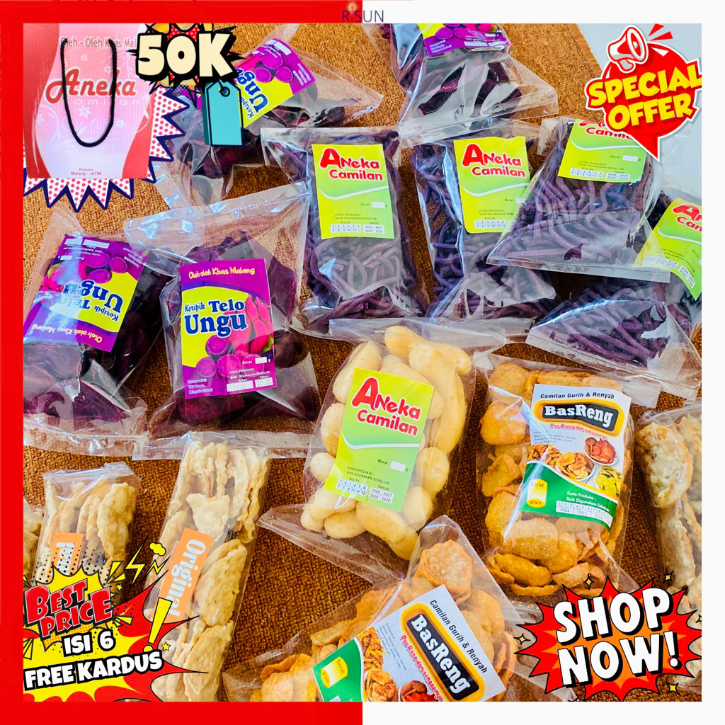 

PAKET MIX ANEKA KERIPIK TERMURAH | FREE KARDUS ISI 6-15
