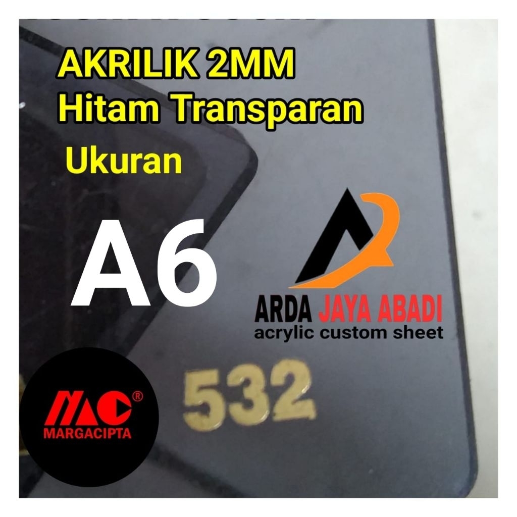 akrilik 2mm hitam transparan A6 akrilik lembaran marga cipta warna riben