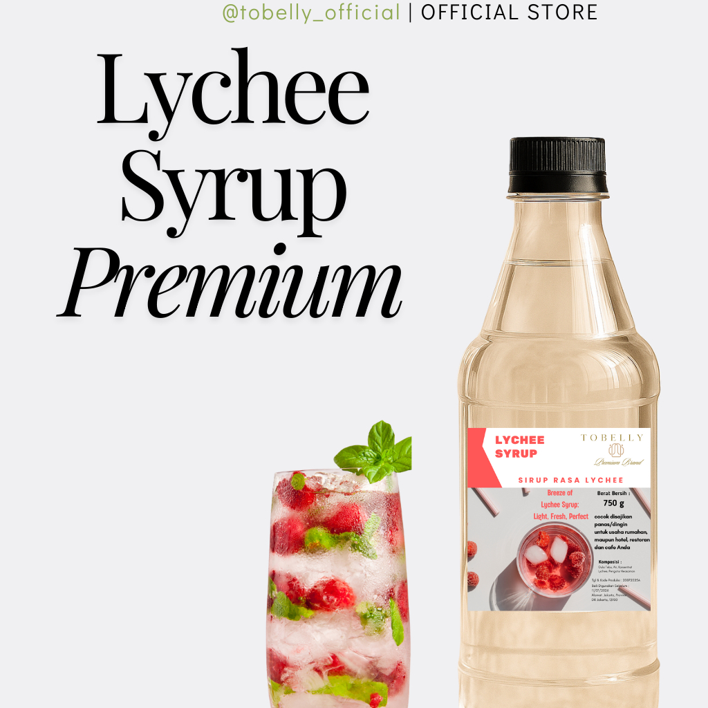 

Tobelly Syrup Lychee 750g Sirup Lychee Premium