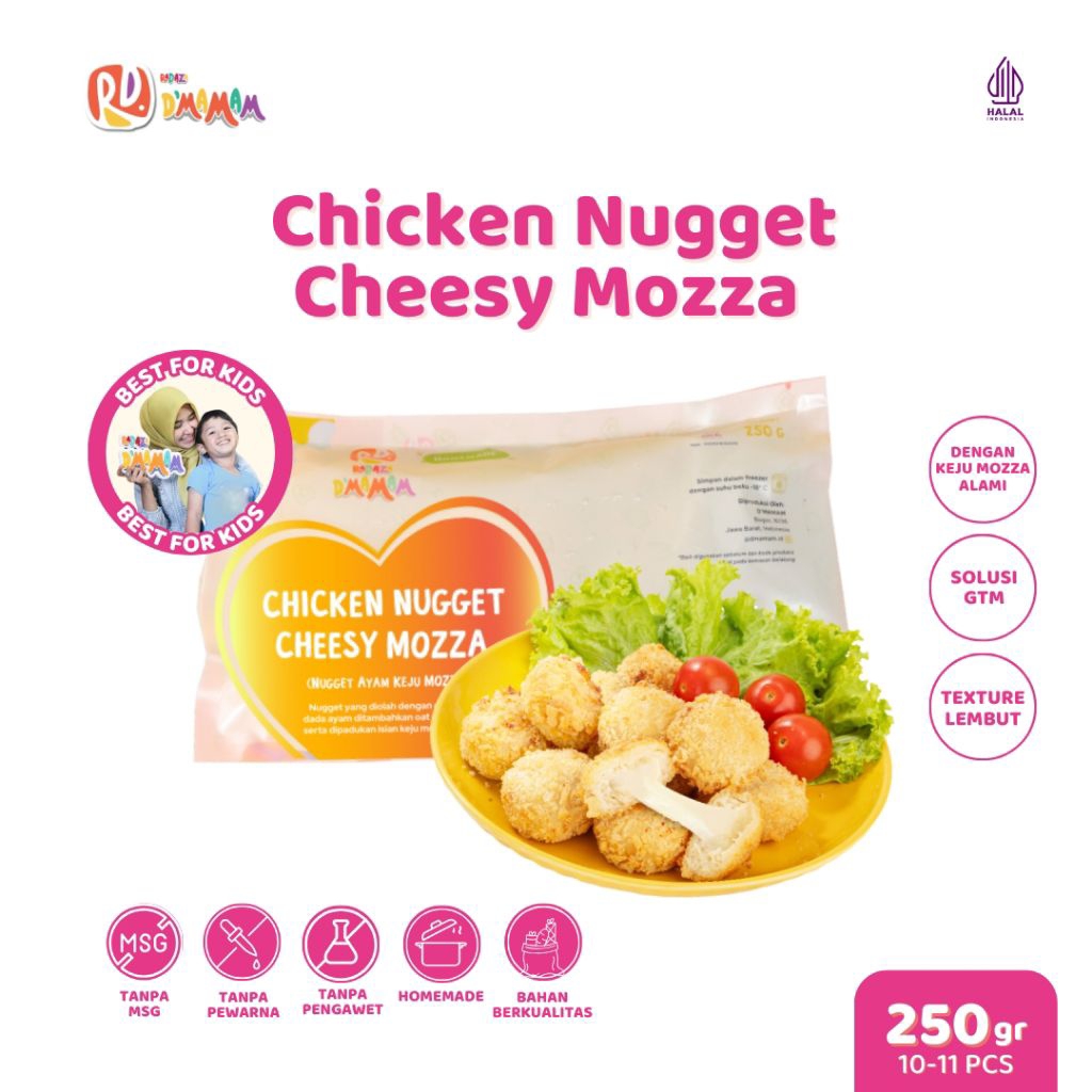 

DMAMAM Solo Nugget Ayam Cheesy Mozza 250g Nugget Ayam Keju Mozzarella Homemade Anak MPASI Non MSG BPOM HALAL