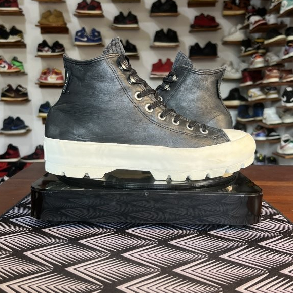 42.5 - Converse CT All Star Lugged Waterproof Leather High Top Thick Sole Black 'White'