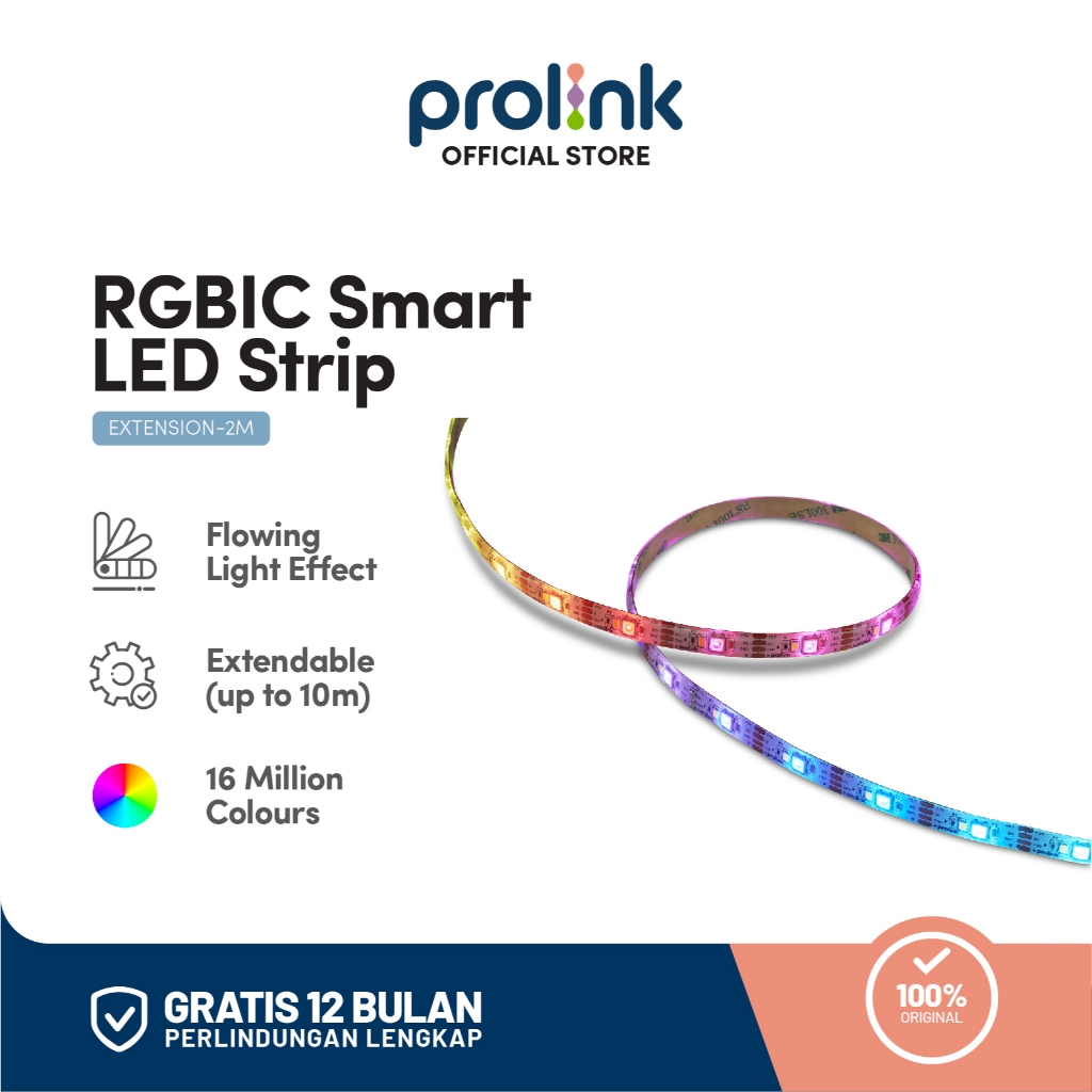 Prolink Smart LED Light Strip RGBIC 2M EXTENTION | Lampu IoT WiFi BT - 2M Extention