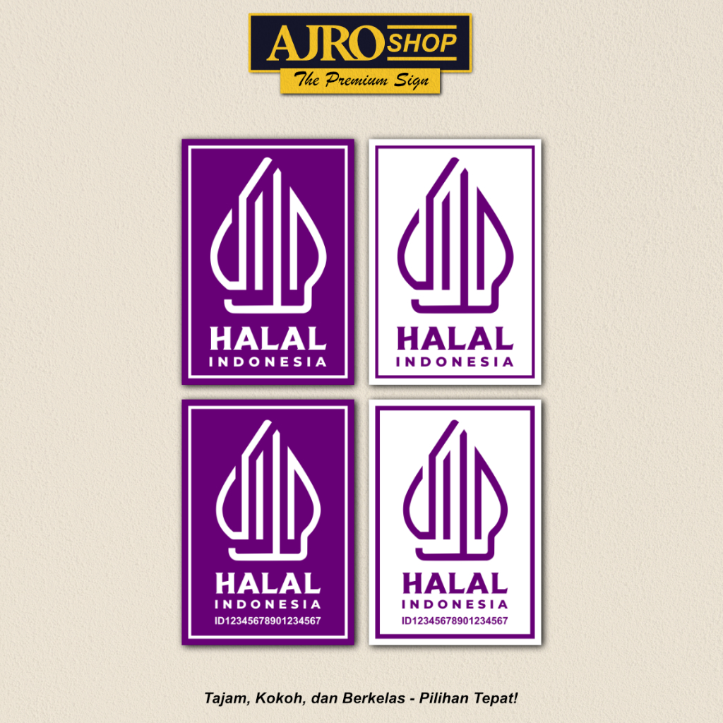 

AJROSHOP Tanda Halal Indonesia - Ukuran 20x28,5 / 14x20 / 10x7 Cm - Bisa Custom Nomor ID