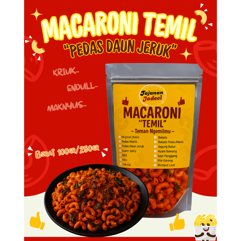 

Makaroni Temil ✨ Teman Ngemilmu ✨ 100gr/250gr "PEDAS DAUN JERUK" Gurihnya Nampol!, Kressnya Nagih!