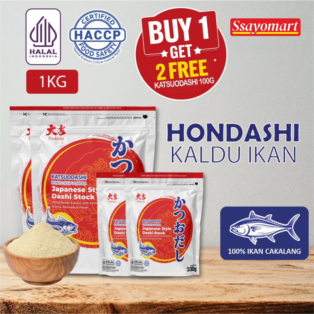 

[HALAL] DAIKICHI KATSUODASHI PUTIH BONITO SOUP POWDER 500GR 1KG / BUBUK IKAN BONITO KERING / BUBUK KATSUOBUSHI / IKAN CAKALANG / HONDASHI / MARUMOTO