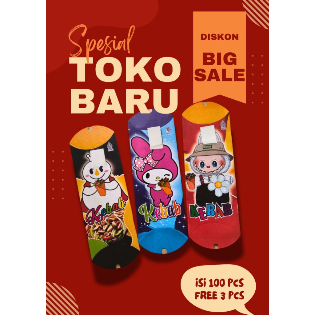 

Kemasan, Bungkus Kebab Tarikan isi 100 pcs gratis 3 pcs bahan duplek