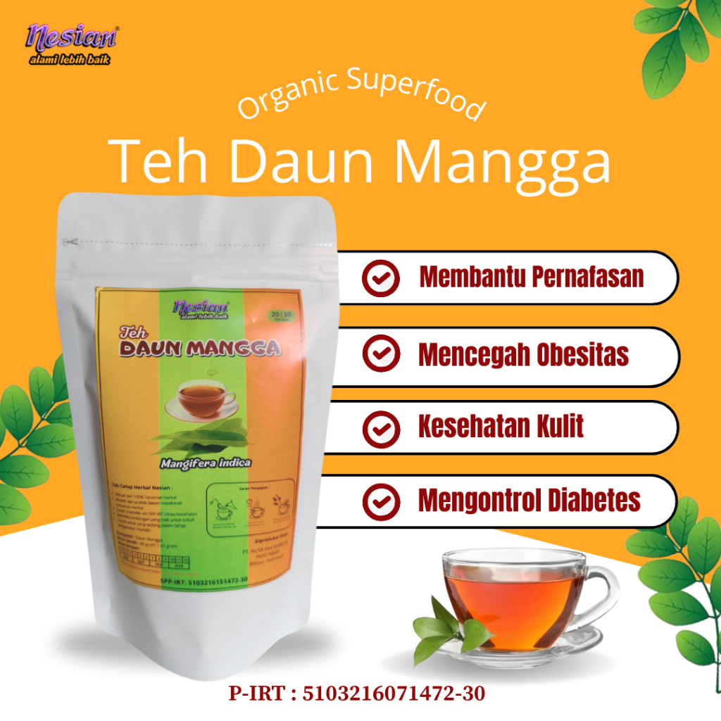 

NESIAN TEH DAUN MANGGA | TEH HERBAL | MANGIFERA INDICA L. | 20 KANTONG TEH