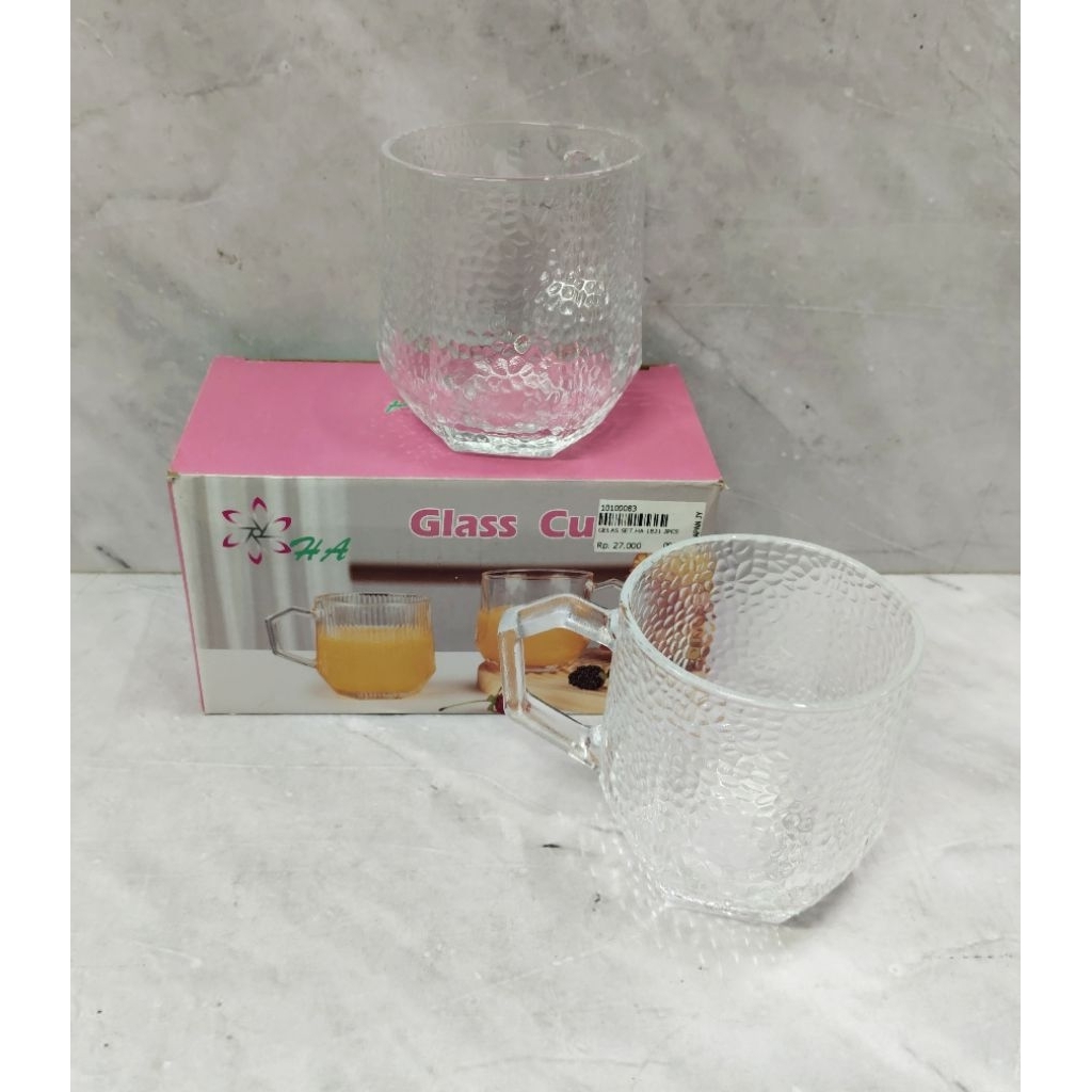 GELAS KACA SET ISI 2 PCS / GELAS KACA TANGKAI / GELAS SET - HA