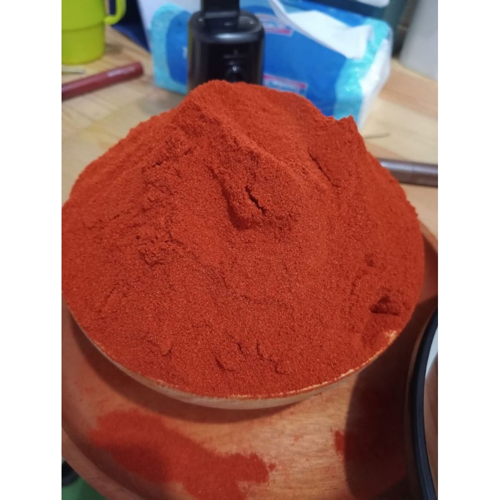 

cabe bubuk halus ada ORIGINAL dan Daun jeruk kemasan 500 dan 1kg