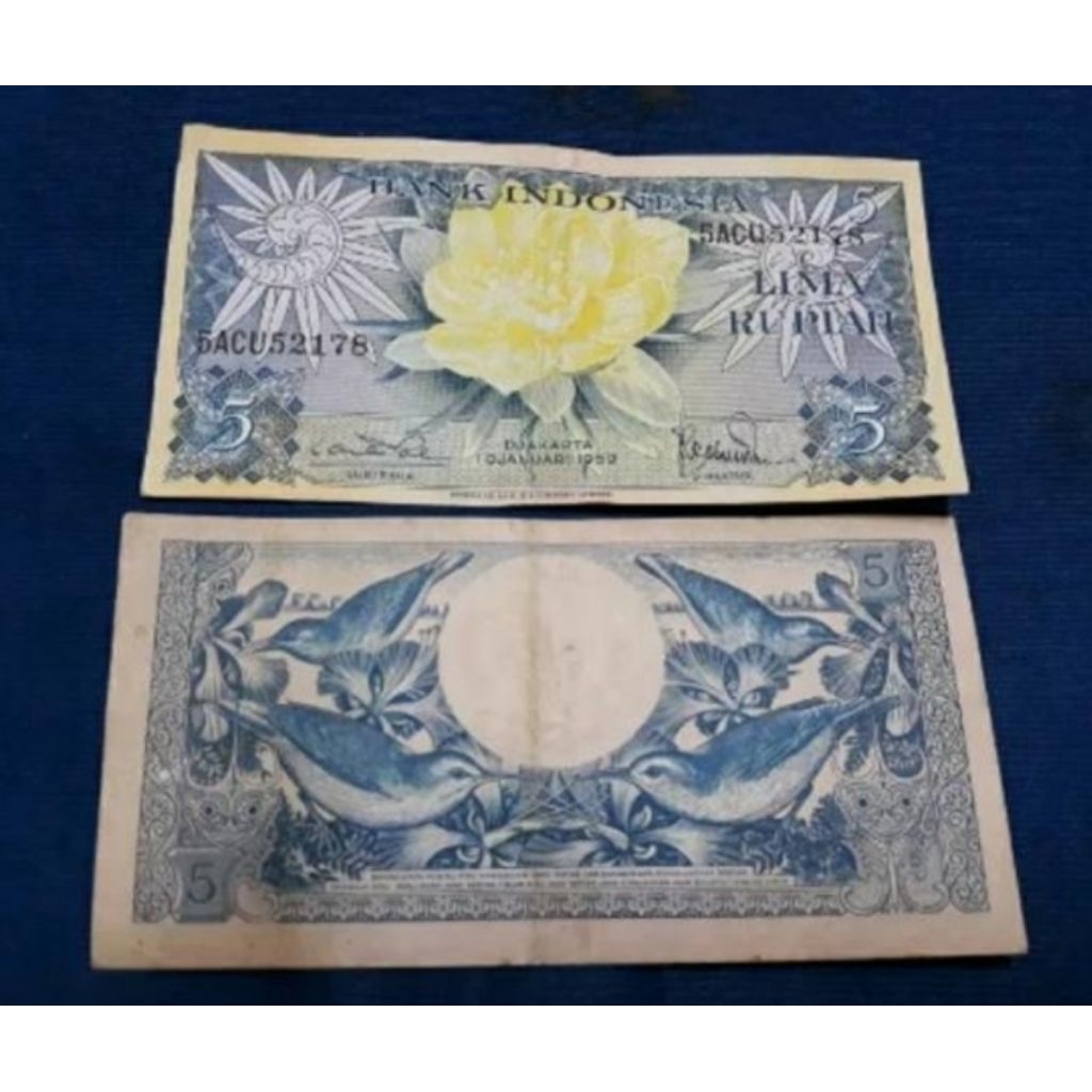 uang kuno 5 rupiah seri bunga tahun 1959