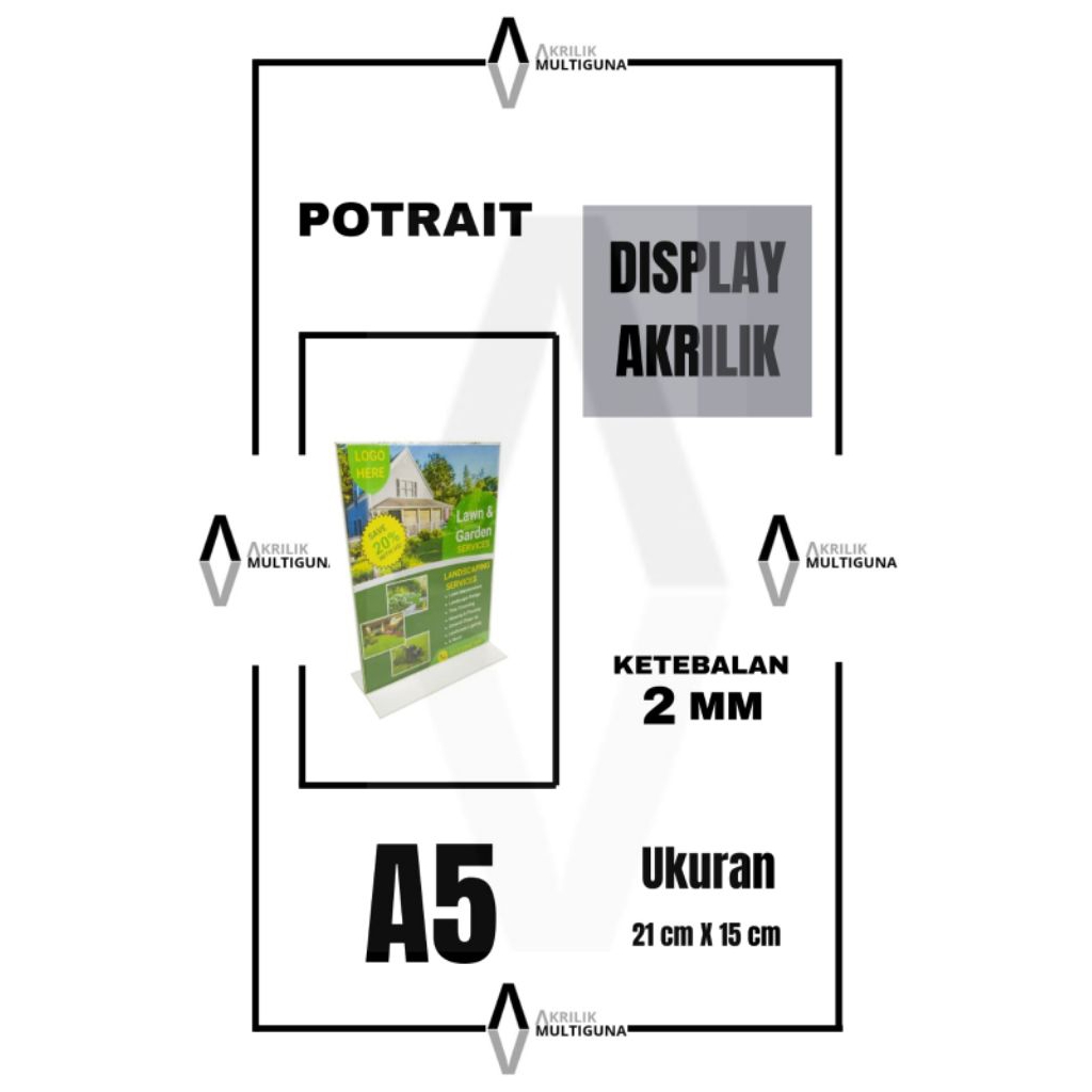 

Tempat Brosur Display Menu Standing Akrilik Ackrylic Ukuran A5 TIPE T Tebal 2mm
