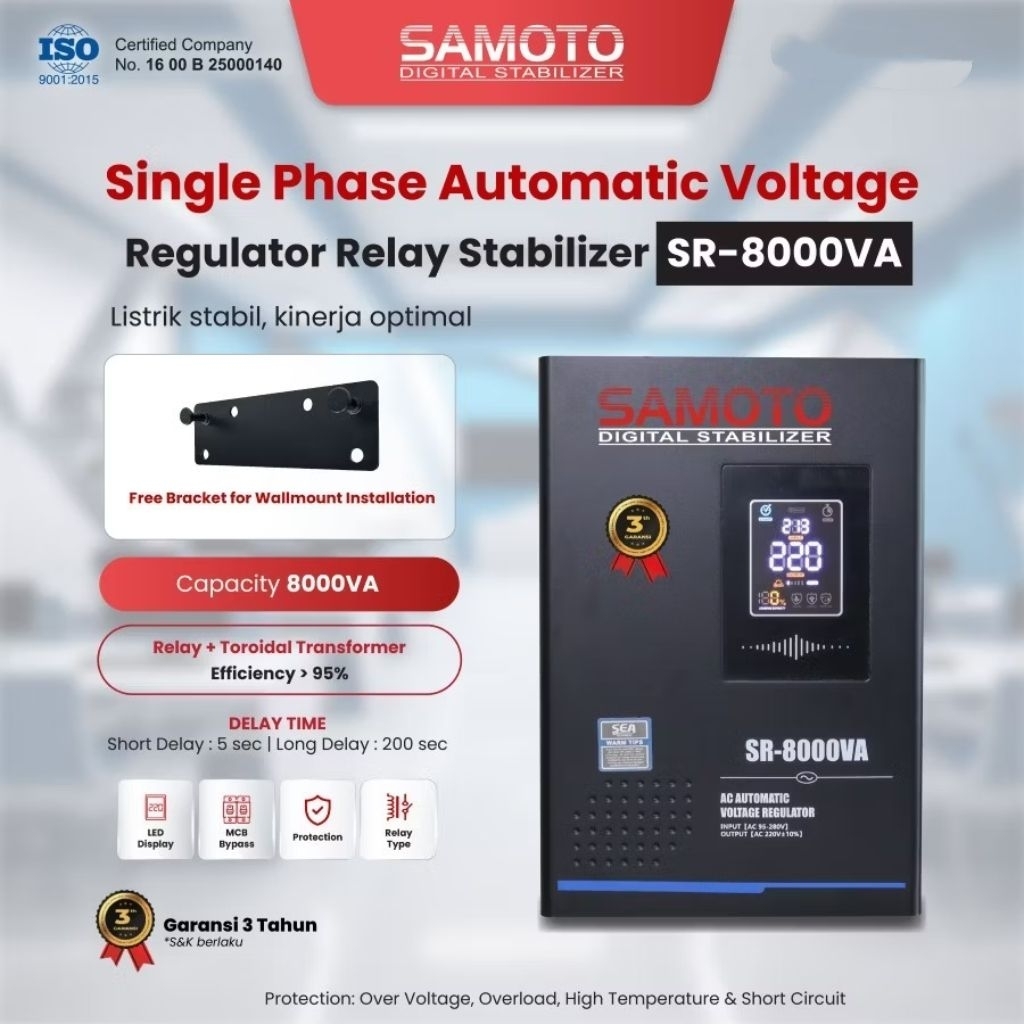 Stabilizer Samoto SR-8000VA 8000VA Single Phase Stavol Relay Stabilizer 8KVA