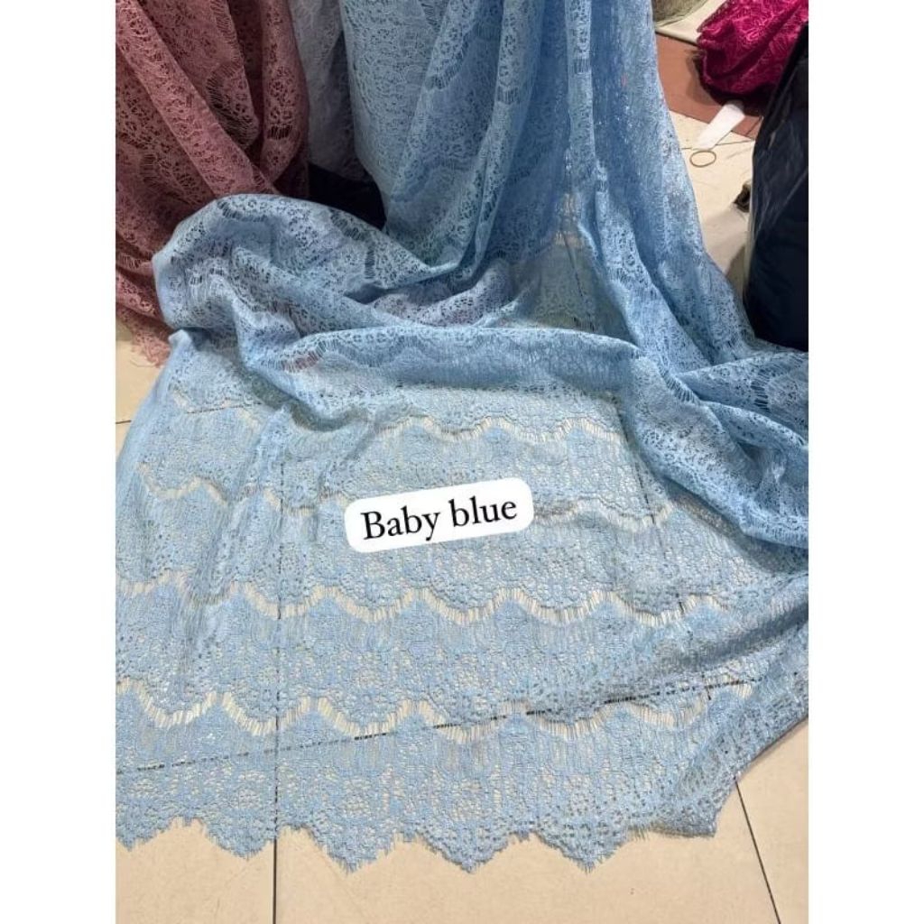 tile brokat renda, renda meteran, kain renda, bahan renda, renda