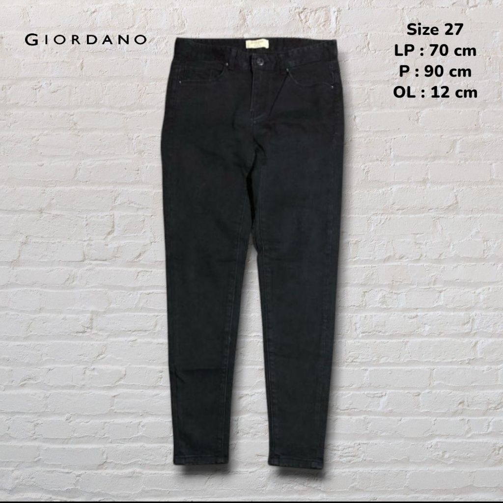 Size 27 Celana Panjang Jeans Giordano Black Washed Skinny fit Original Second Preloved #C2J45