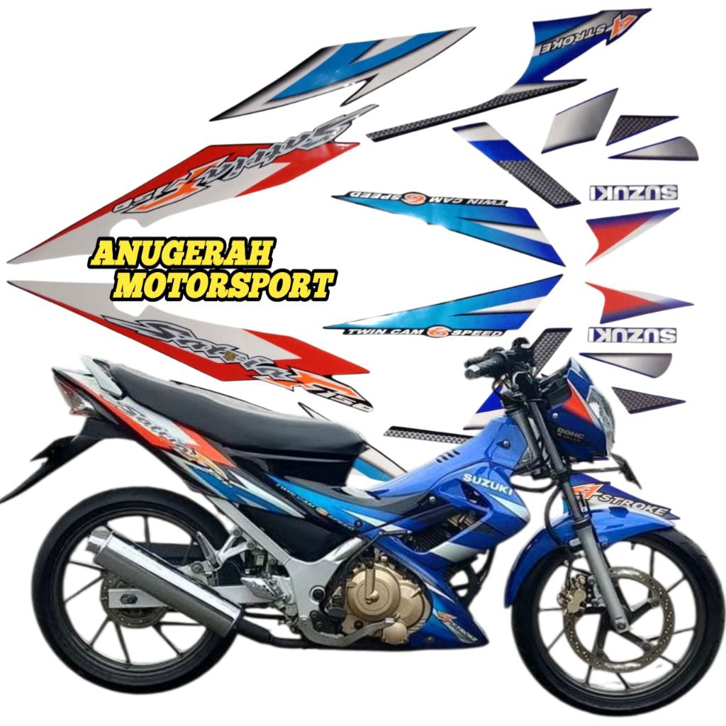 Striping sticker lis Satria Fu Thailand biru hitam CBU 2004 2005 2006