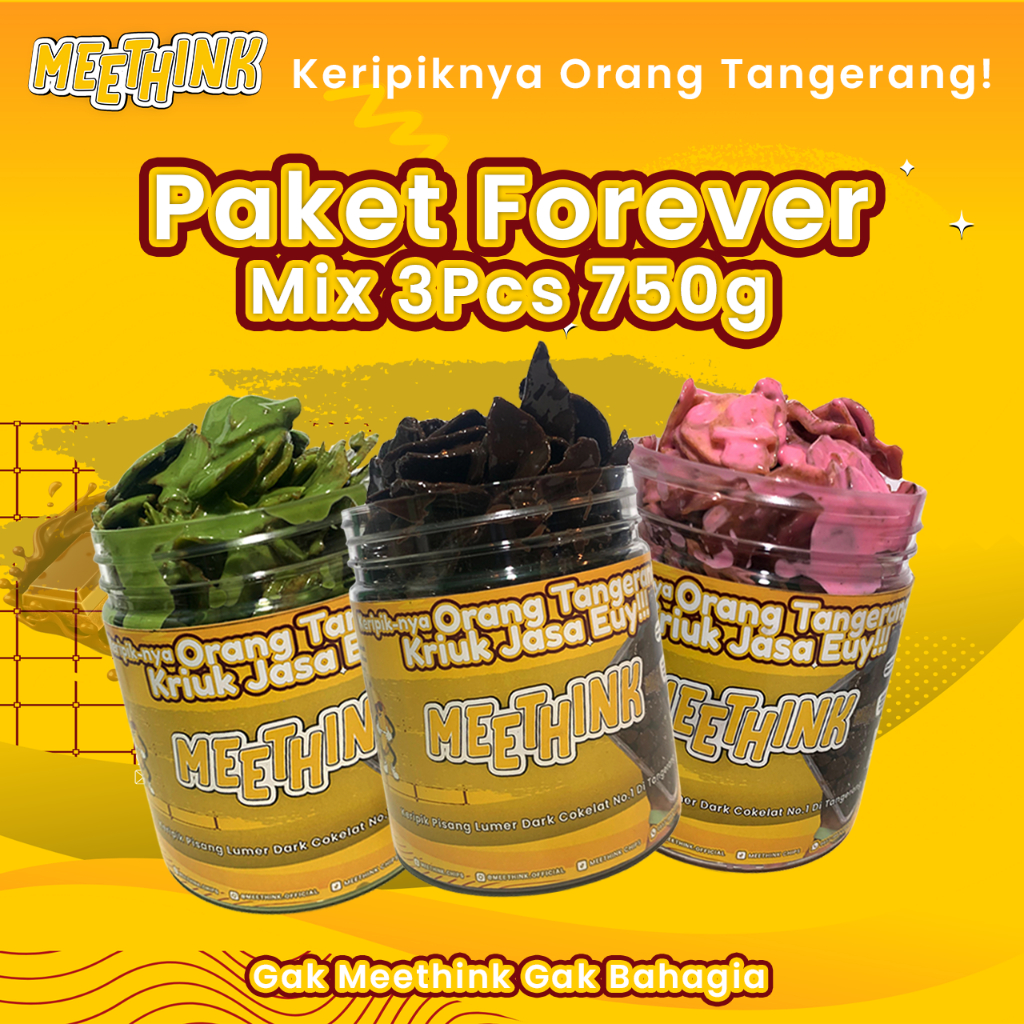 

Paket Forever 3Pcs 750g Keripik Pisang Full Cokelat Lumer By MEETHINK CHIPS | Cemilan Manis Termurah