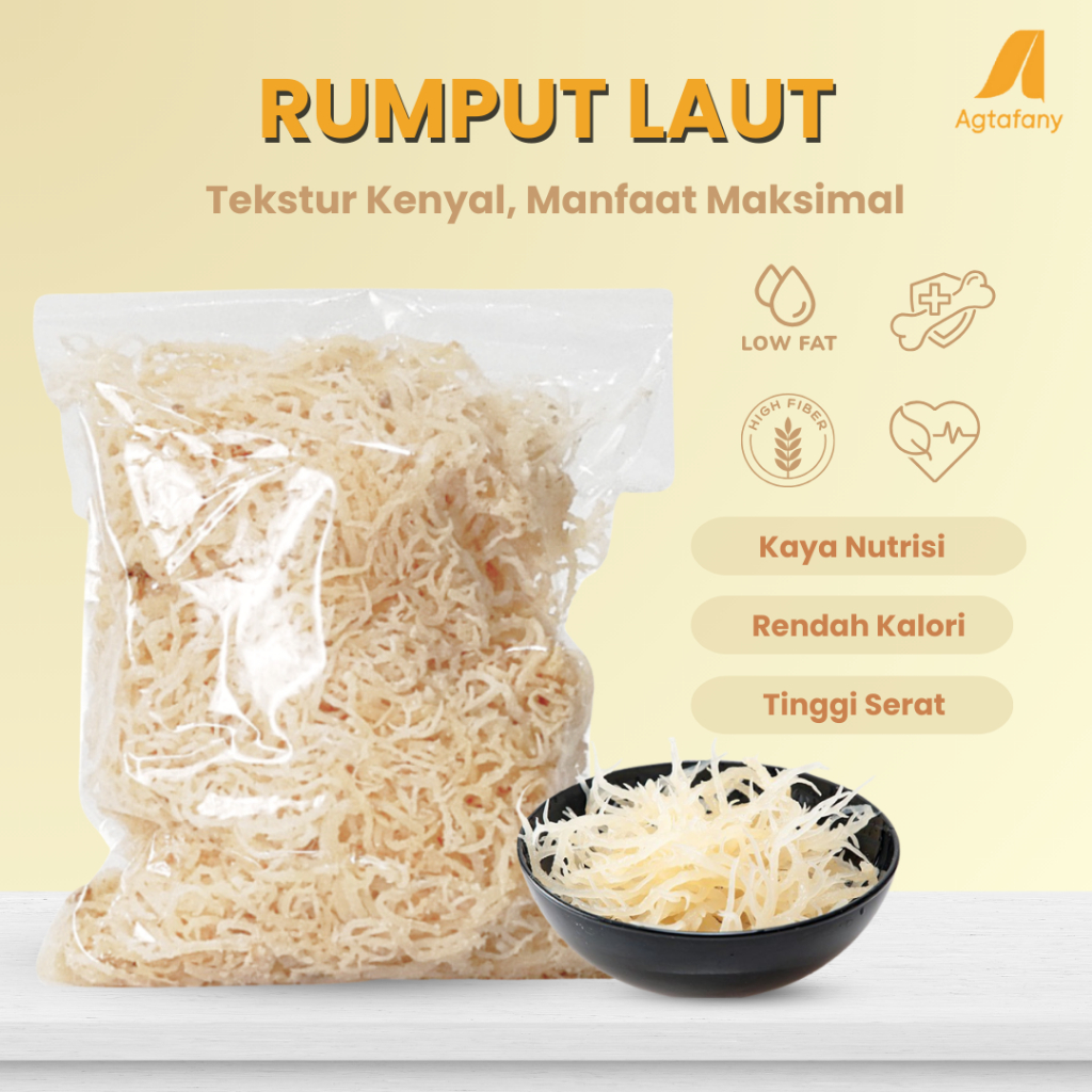 

Rumput Laut Kering Kemasan 1 kg | Spinosum Kenyal Putih Premium Original