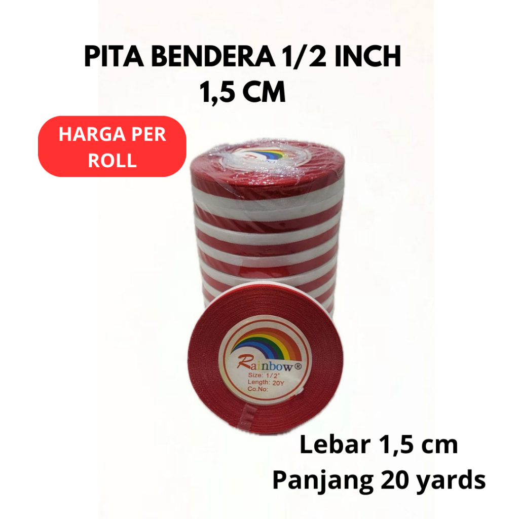 

Pita Kain Merah Putih 1.5 cm 1,5 cm 1/2 inch Pita Bendera Pita Merah Putih