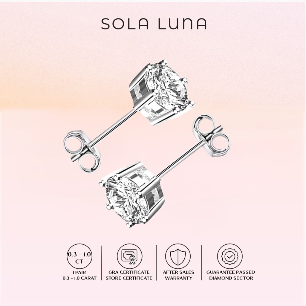 Seola - Anting Wanita Moissanite Original Sertifikat GRA - Seola Earrings - Solaluna