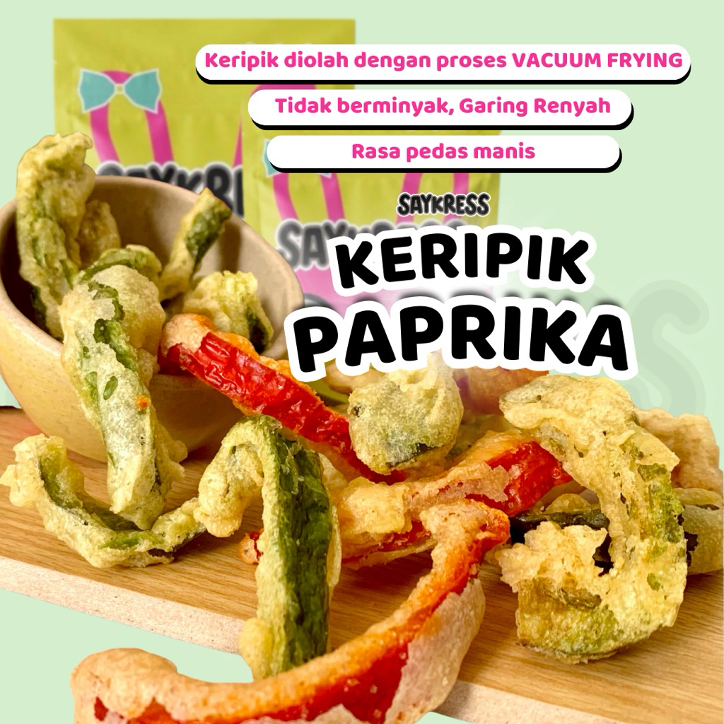 

Saykress Keripik Sayur Paprika 80 gr - Camilan Pedas Manis Gurih
