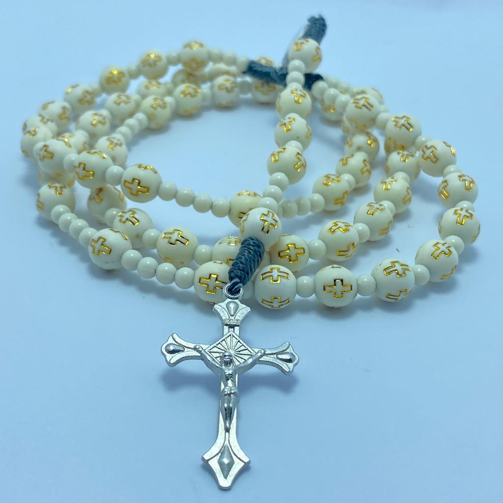 Kalung Rosario Katolik Corak Salib Emas