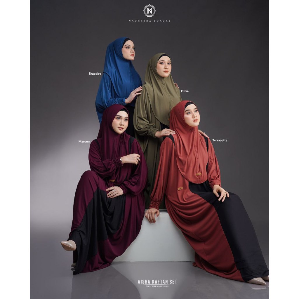 AISHA Kaftan Set 3 in 1 (Kaftan, Bergo, Inner) by Nadheera Luxury