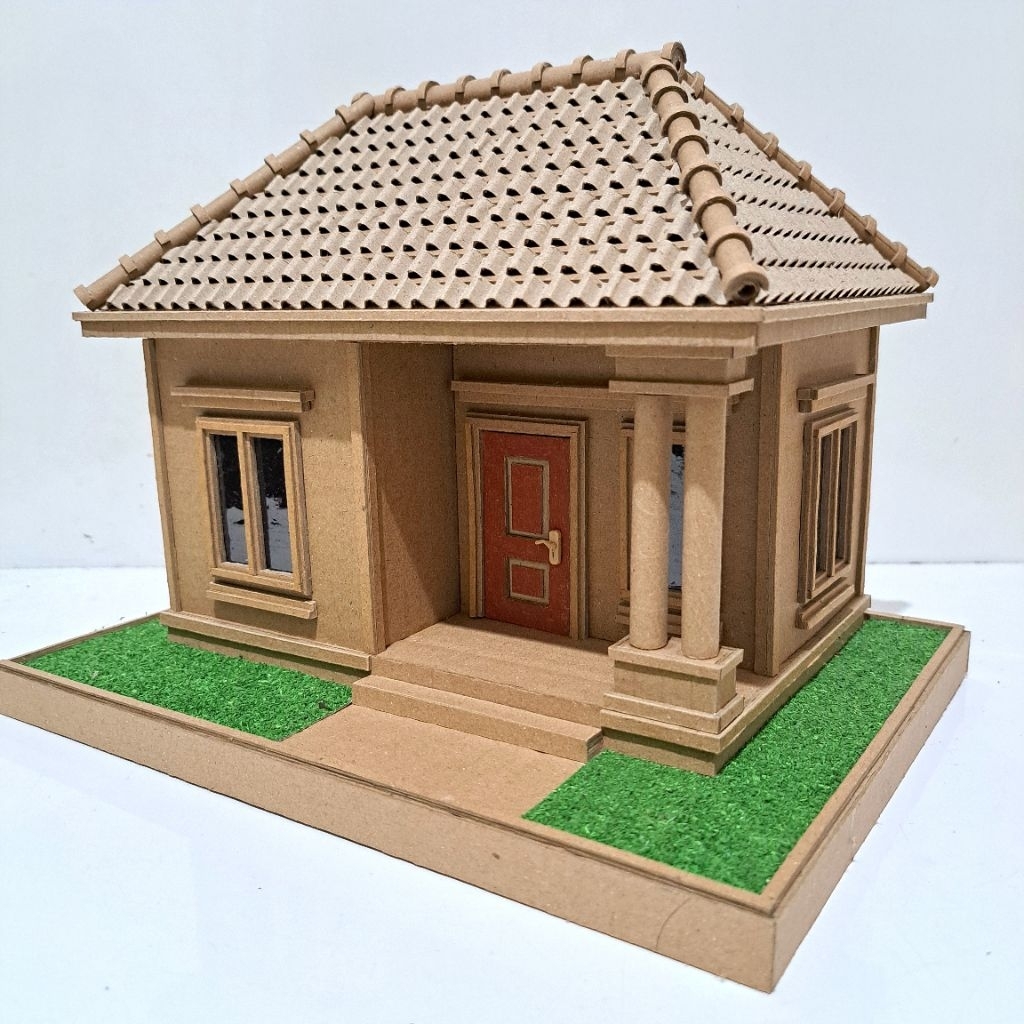 miniatur rumah dari kardus sudah di rakit