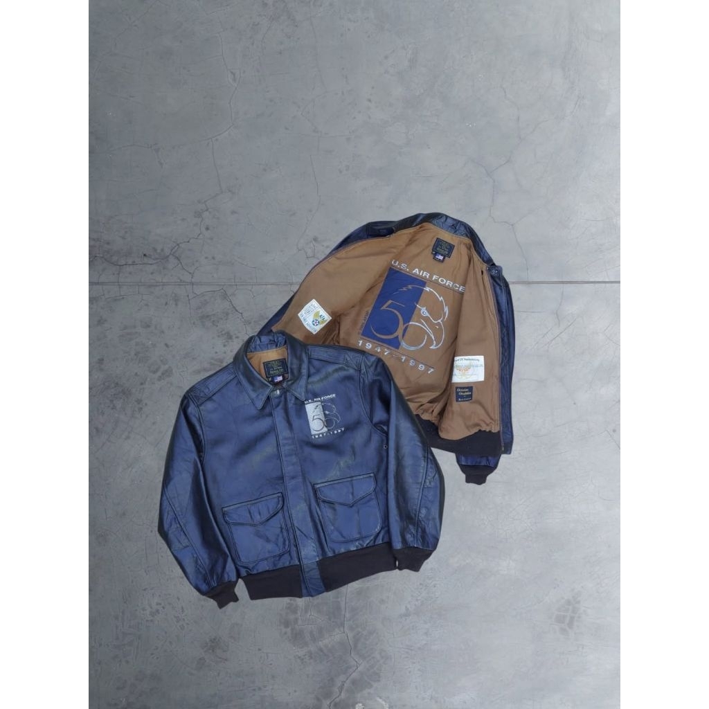 Avirex A2 Vintage Leather Flight Jacket Bomber Pilot Military Jaket Kulit Classic Retro Rugged Style