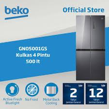Beko Kulkas 4 Pintu Side-by-Side GNO5001GS - Kapasitas 500liter Inverter Bluelight