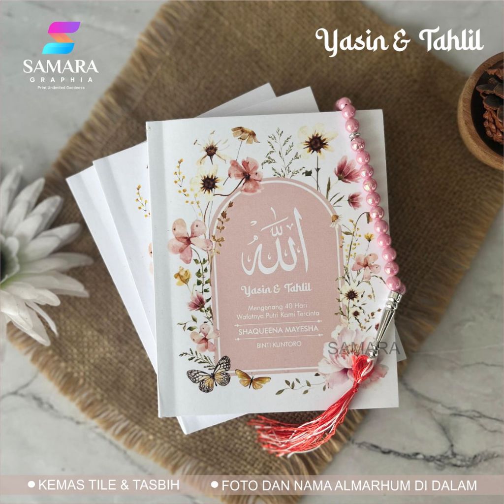 Buku Yasin dan tahlil custom Souvenir tahlilan lengkap foto almarhum 40 hari 100 1000 hari CELOSIA 2